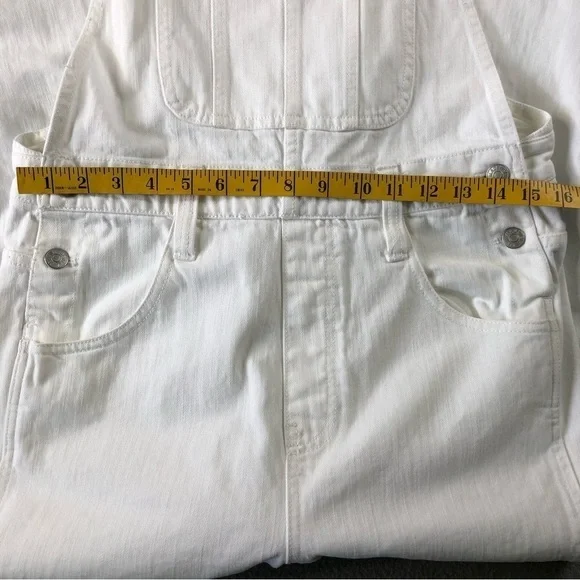 Madewell White Straight Leg Overalls with Raw Hem Style:H6642 Preppy Classic - Picture 9 of 11